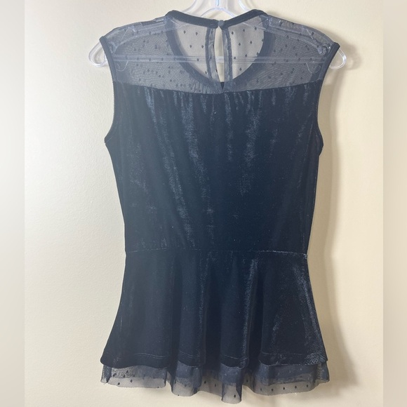 NWT Maurice’s Black Velvet Peplum Blouse Sleeveless Small Goth Dark Academia Emo - Picture 3 of 7